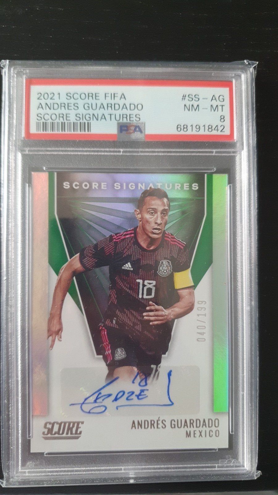 Panini Score Andres Guardado PSA Graded/Signature, Ophalen of Verzenden, Zo goed als nieuw, Losse kaart