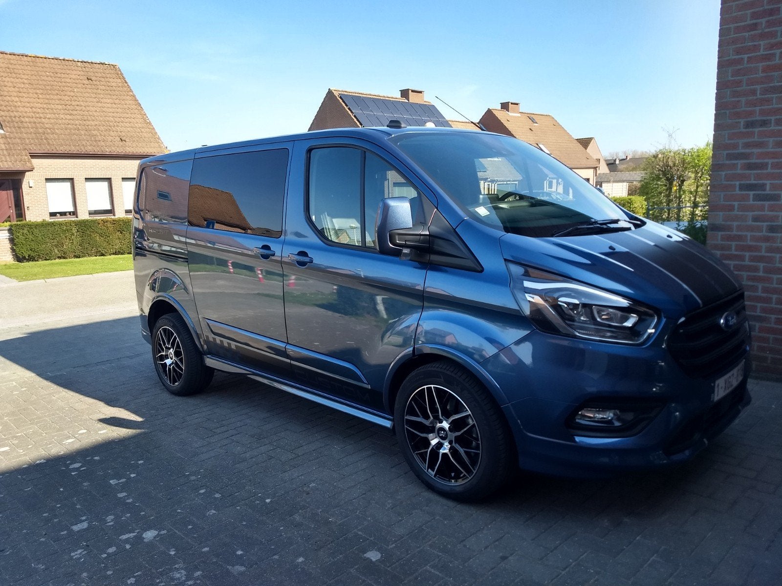 Ford transit custom sport 185pk diesel van 2020, Voorwielaandrijving, 1995 cc, Lederen bekleding, Blauw