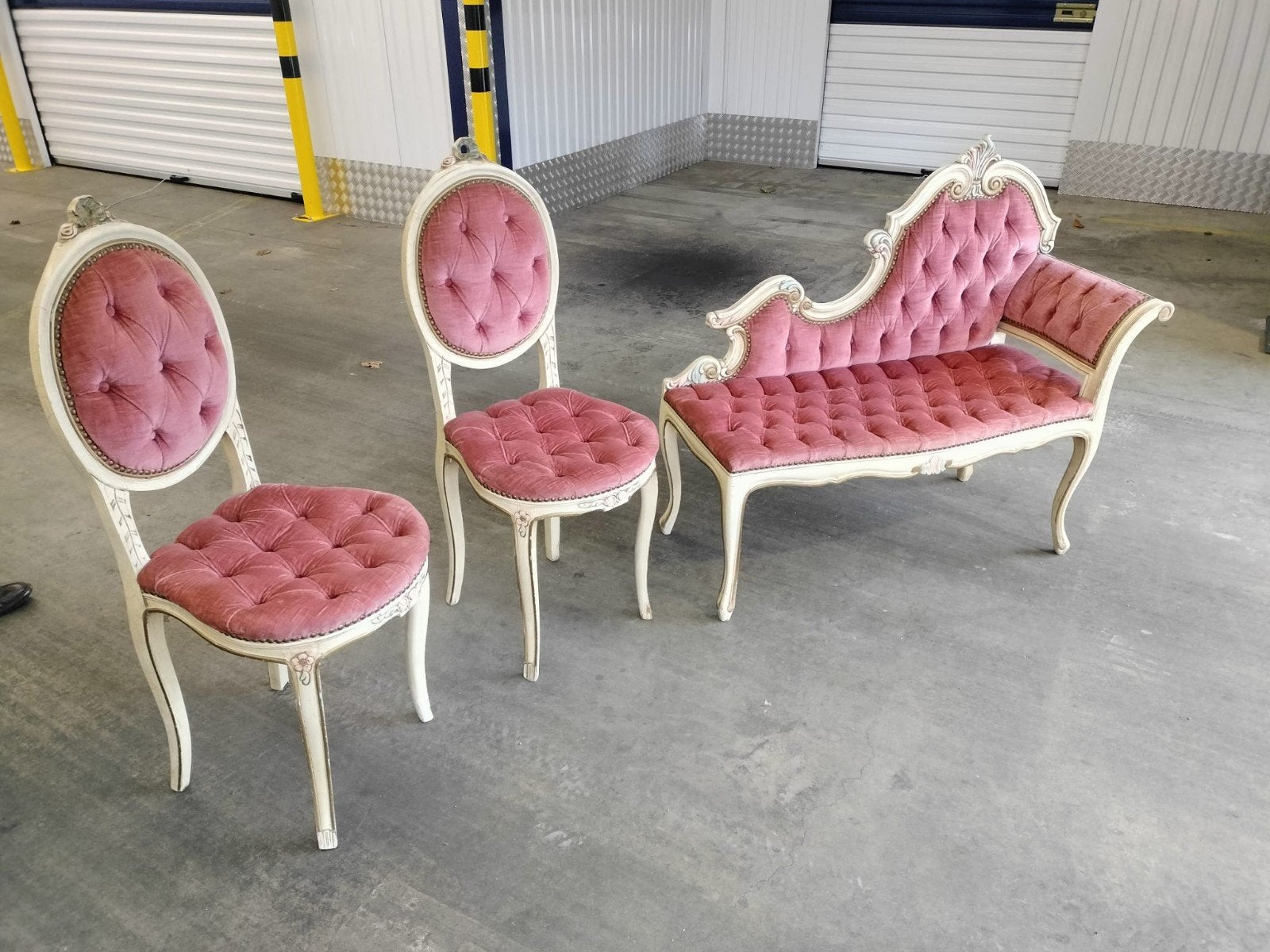 Salon set 2 zit bankje en 2 stoelen, Ophalen