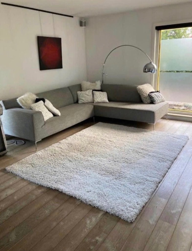 Hoogpolig tapijt, Ophalen, 150 tot 200 cm, Crème, Rechthoekig