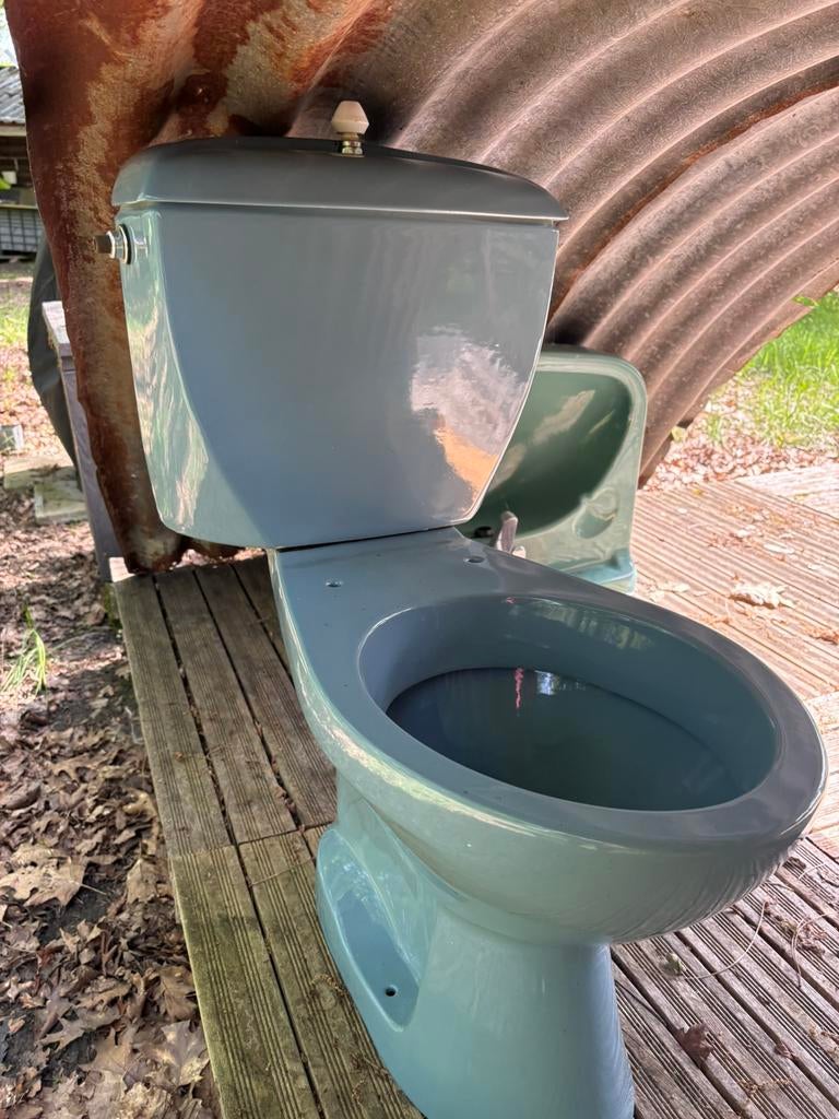 Retro blauw toilet / vintage wc, Doe-het-zelf en Bouw, Ophalen, Zo goed als nieuw