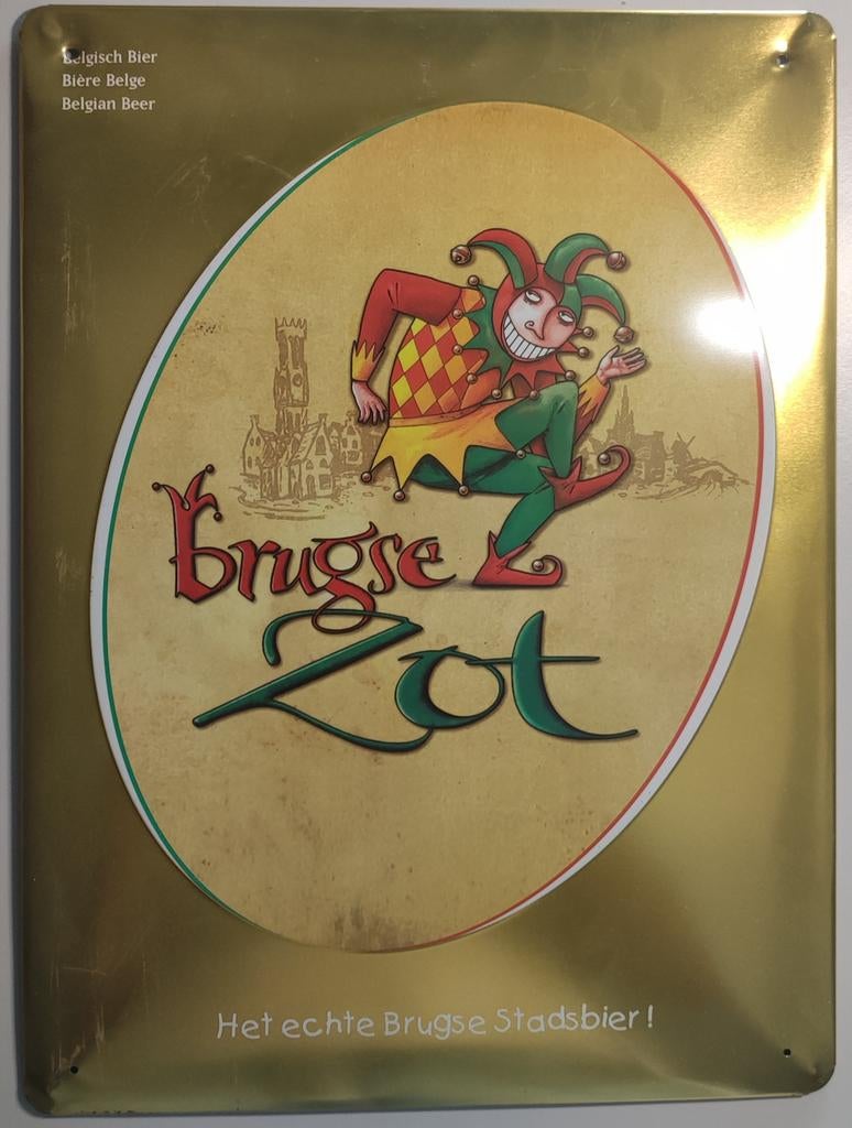 Metalen bord Brugse Zot, Enlèvement ou Envoi, Comme neuf