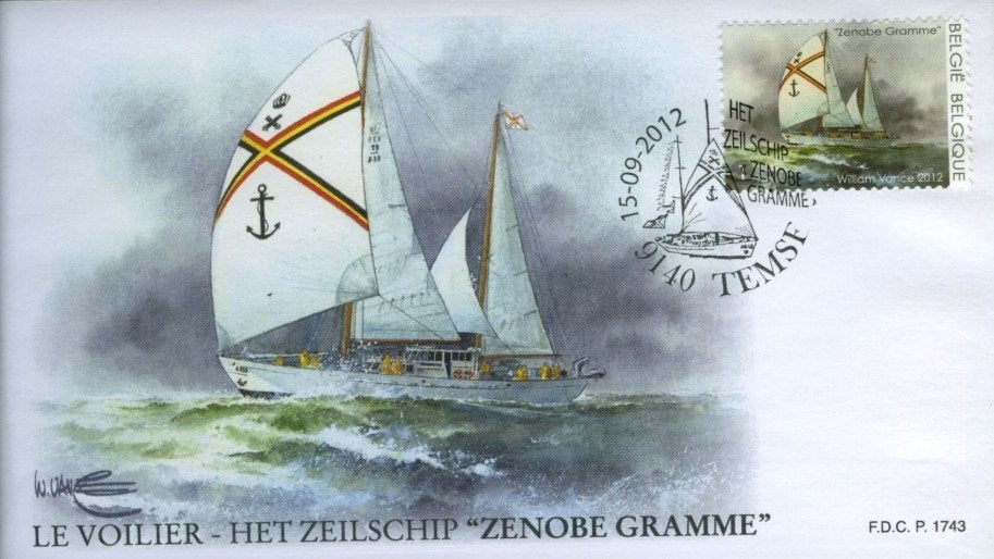 First Day Cover (FDC) - Zénobe Gramme  W. Vance, Ophalen, Met envelop, Scheepvaart, Gestempeld