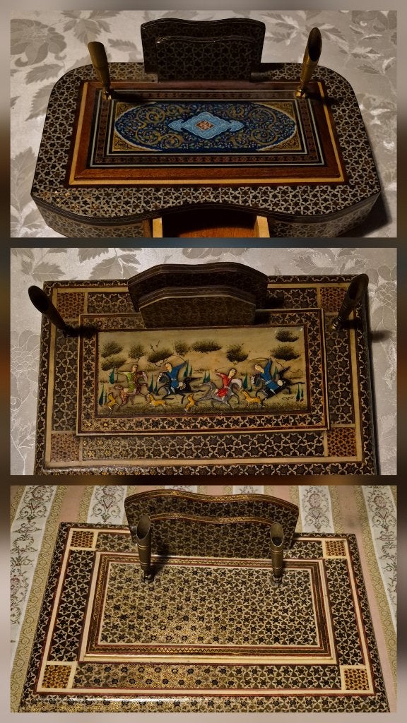 3 perzisch Khatam Kari pennen bureau set handgemaakt, Antiek en Kunst, Ophalen of Verzenden, Overige typen, Handgemaakt