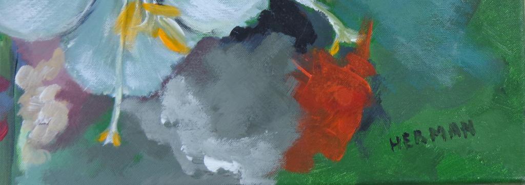 HERMAN / BLOEMENWEELDE / OLIEVERF / 65x100cm / SIG / CHASSIS, Enlèvement