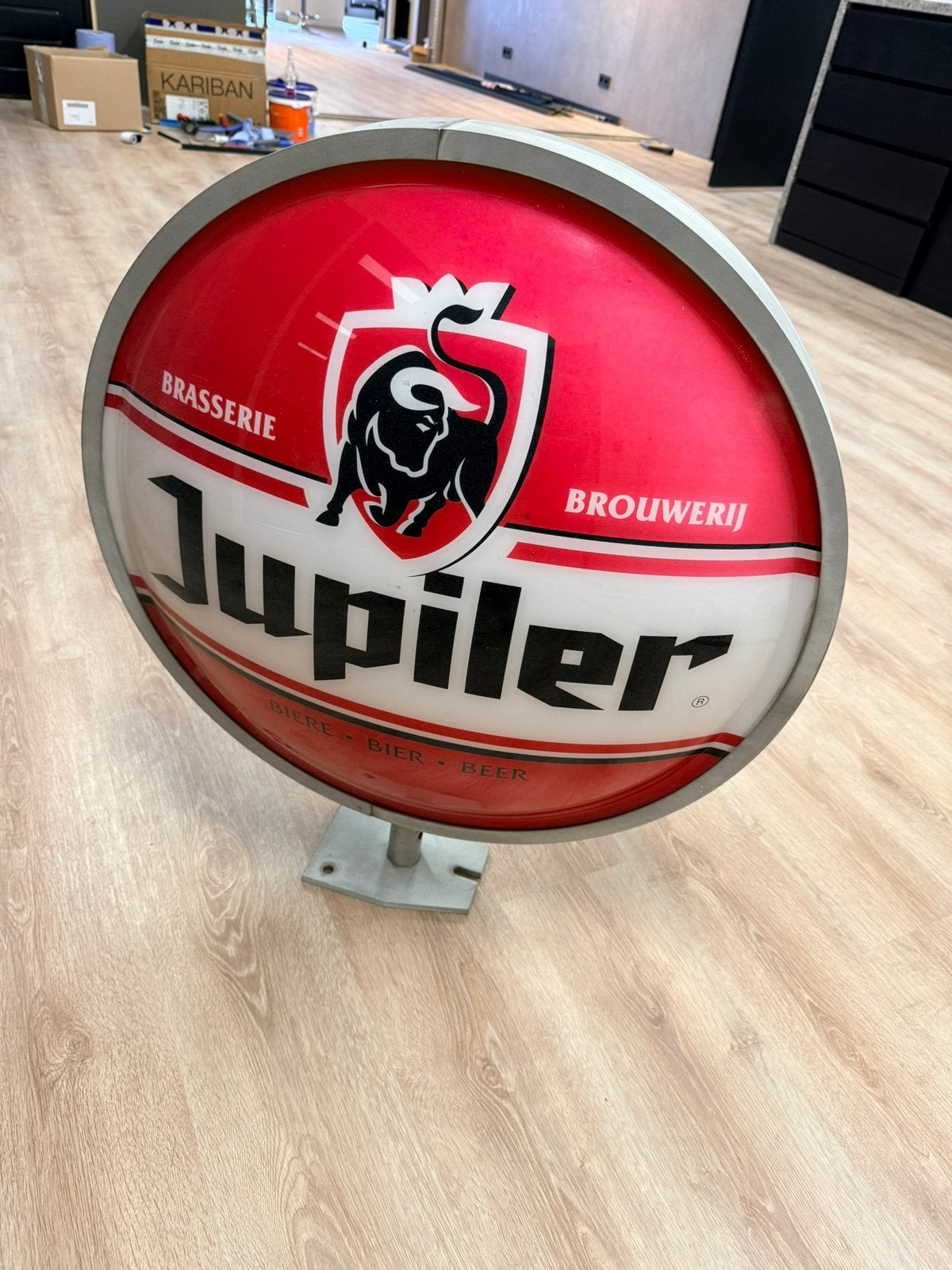 Jupiler dubbelzijdige lichtreclame, Verzamelen, Biermerken, Ophalen, Zo goed als nieuw, Jupiler