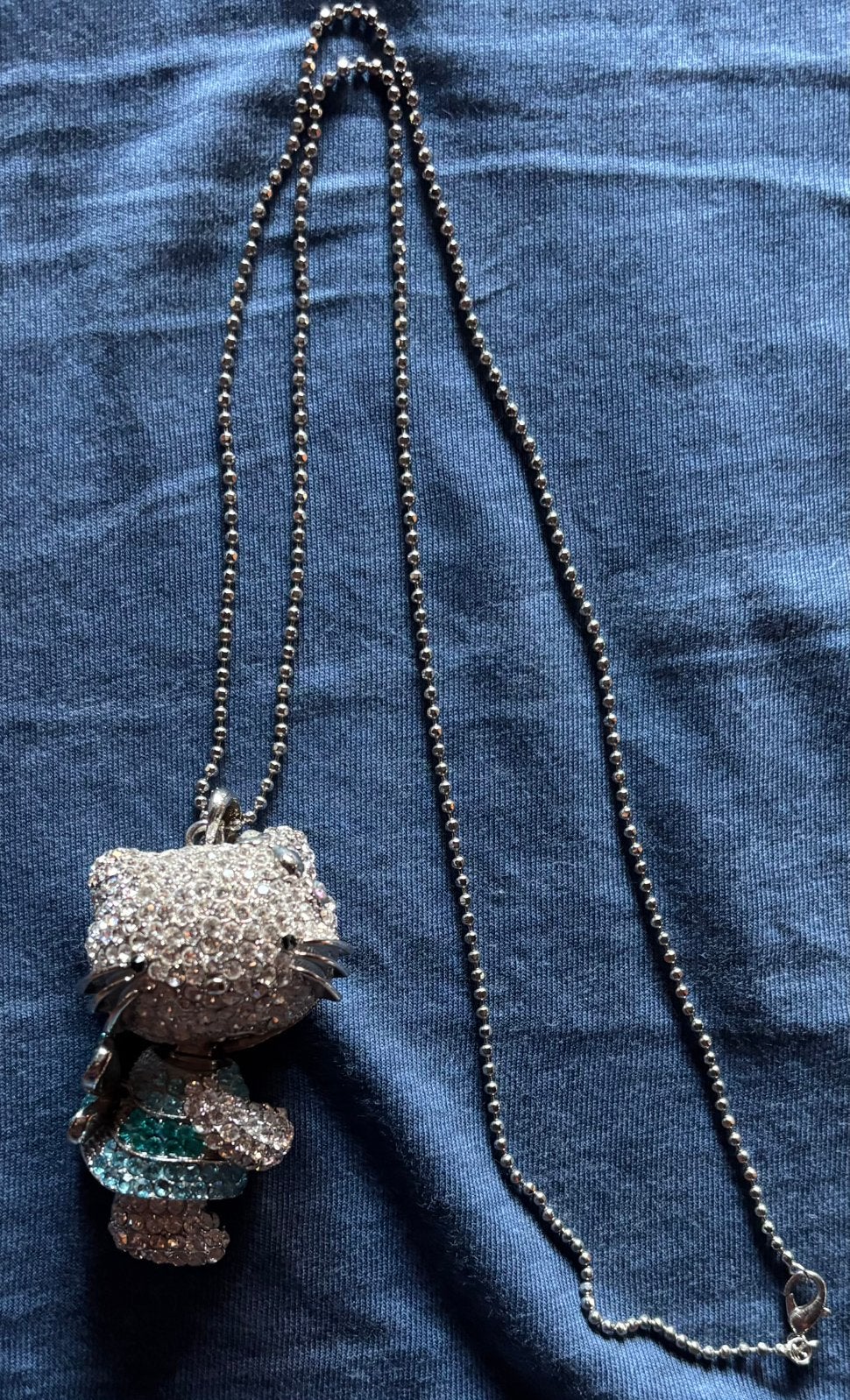 Hello Kitty hanger met steentjes 6 cm+ketting 70 cm., Handtassen en Accessoires, Kettingen, Wit, Nieuw, Ophalen of Verzenden, Overige materialen
