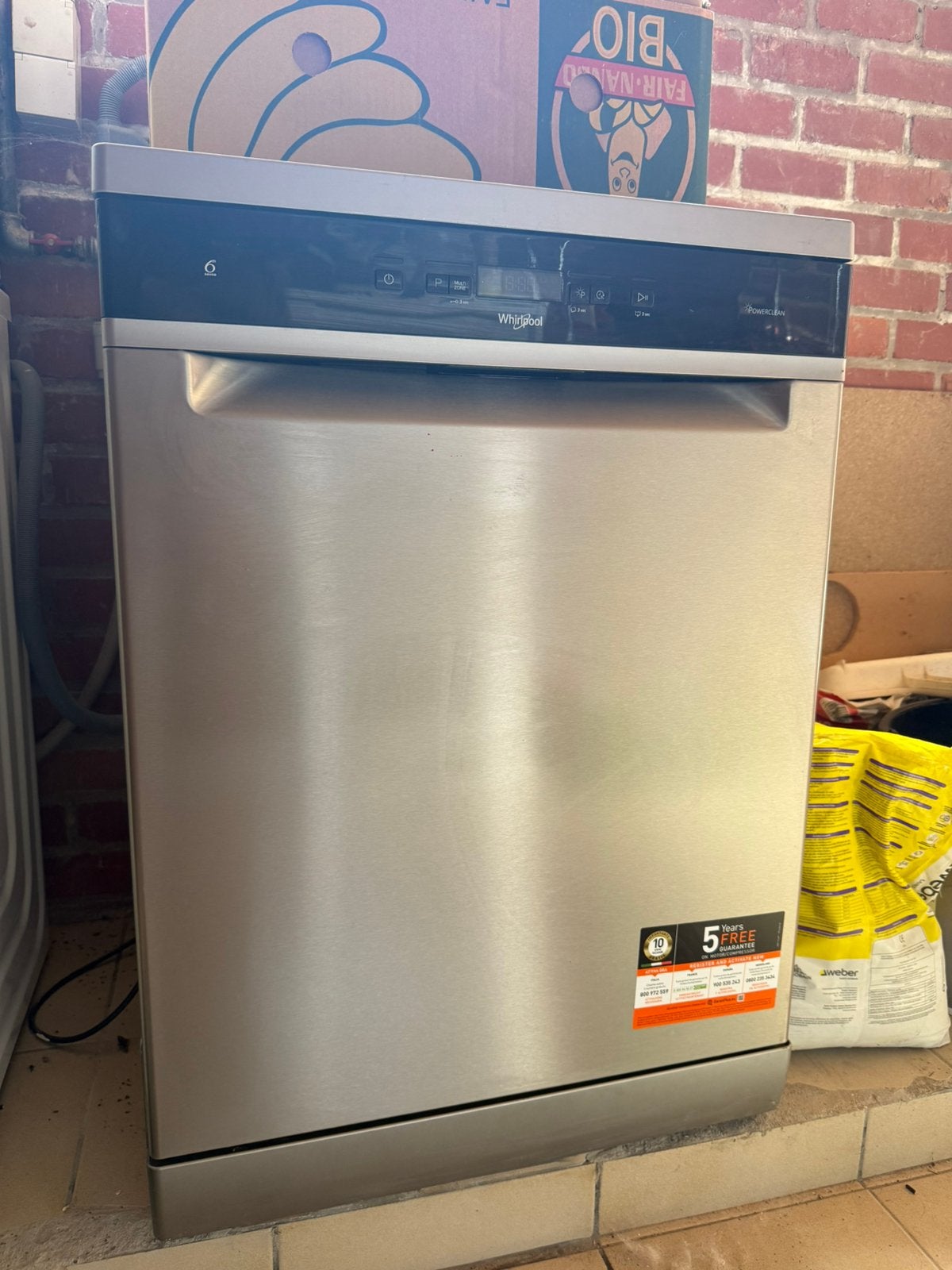 Whirlpool vaatwasser 6th sense powerclean, Electroménager, Lave-vaisselle, 85 à 90 cm, Enlèvement, Utilisé, Programme court