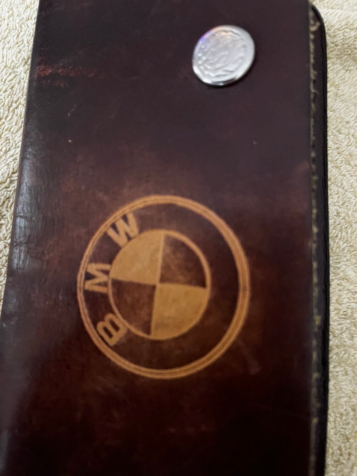 BMW portefeuille vintage oud, Handtassen en Accessoires, Portemonnees, Gebruikt, Bruin, Leder, Ophalen