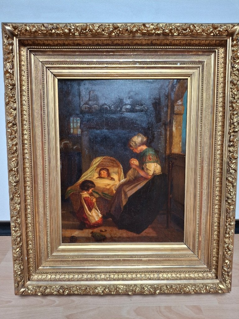 schilderij Eugeen François De Block, Enlèvement, Classique, Œuvre originale, Portrait ou Personnes