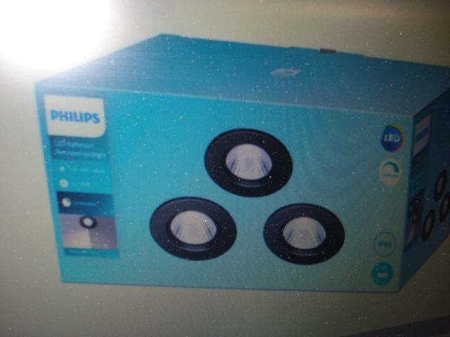 5 x philips led inbouwspots zwart ip65 bad/douche, Maison & Meubles, Lampes | Spots, Neuf, LED, Spot encastrable ou Spot mural