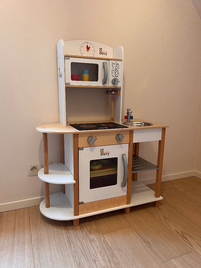 Houten speelkeuken Dovy + accessoires, Enlèvement, Comme neuf, Bois, Jouer à la cuisine