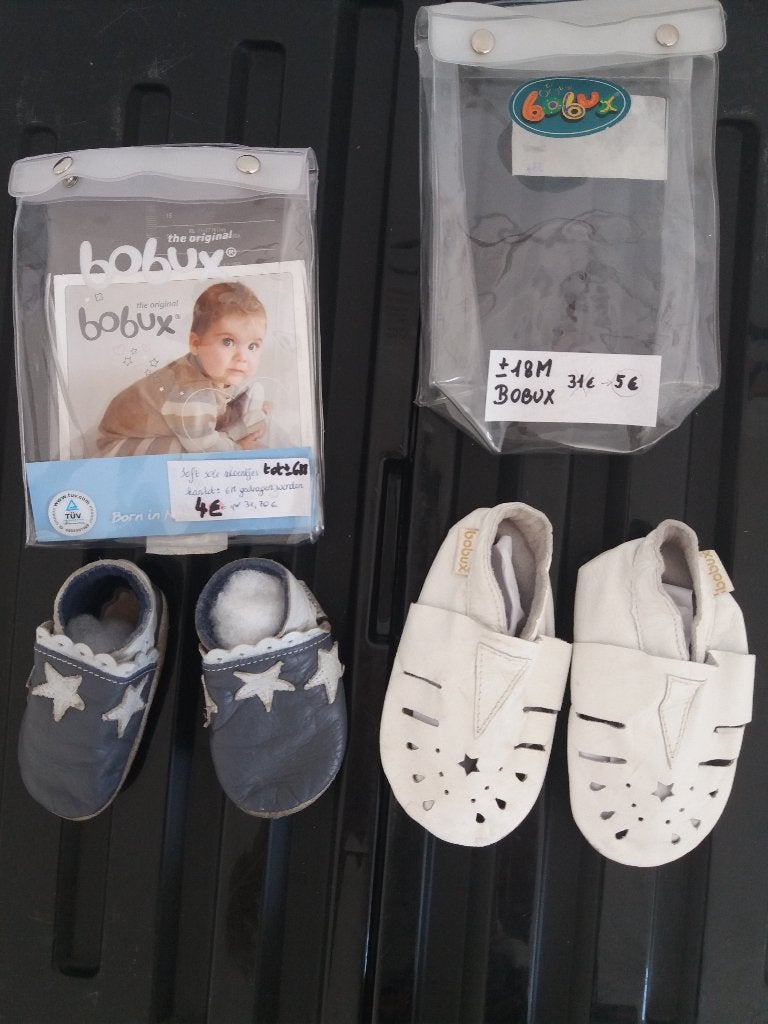 bobux lederen babyslofjes 6 maand en 18 maand, Enlèvement ou Envoi, Bobux, Comme neuf, Pantoufles