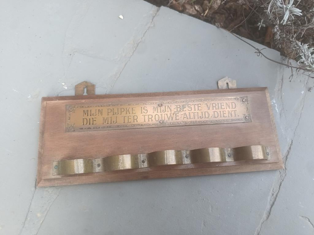 Retro Pijpenhouder met spreuk, Antiek en Kunst, Curiosa en Brocante, Ophalen of Verzenden