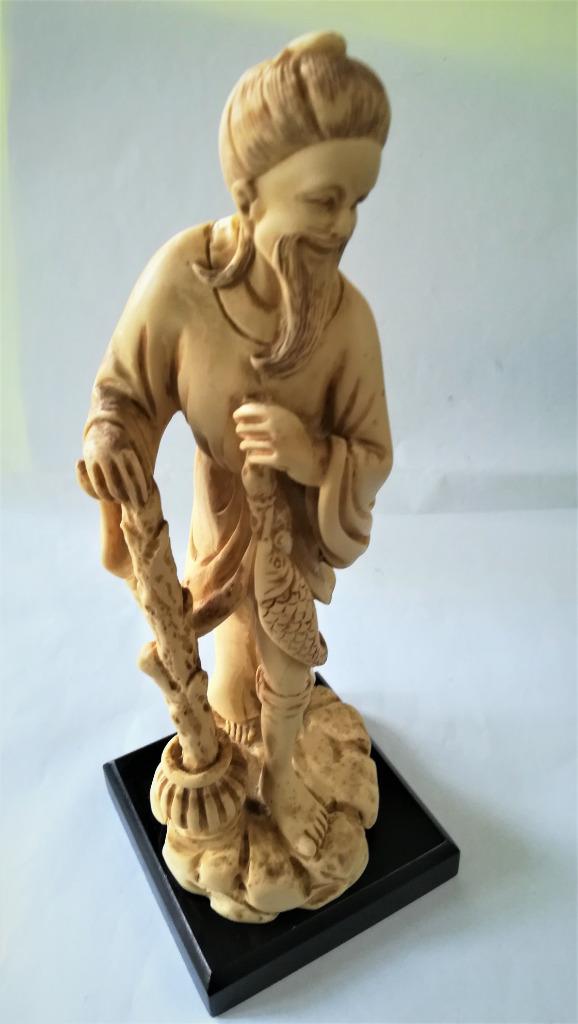 statue ancienne d'un pécheur chinois, Enlèvement ou Envoi, Utilisé, Humain