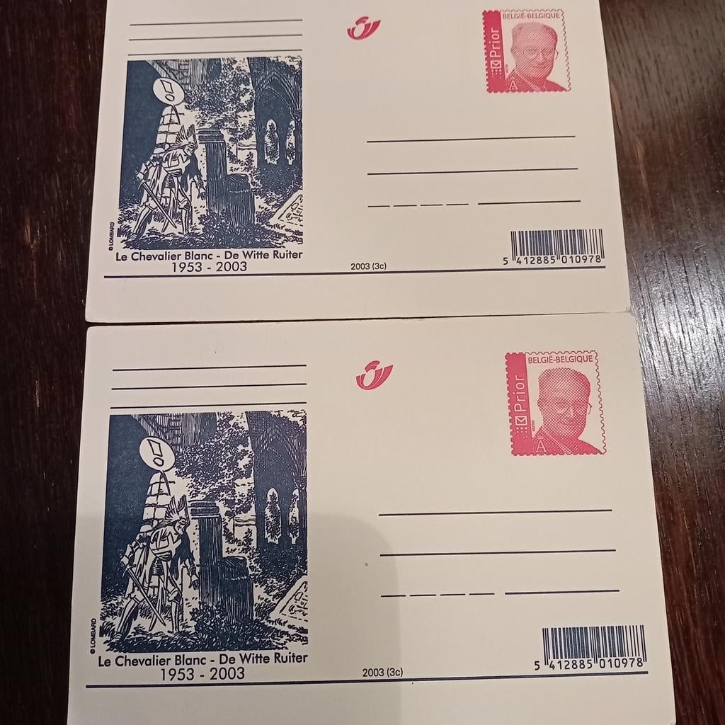 2 blanco gele postkaarten de witte ruiter, Ophalen