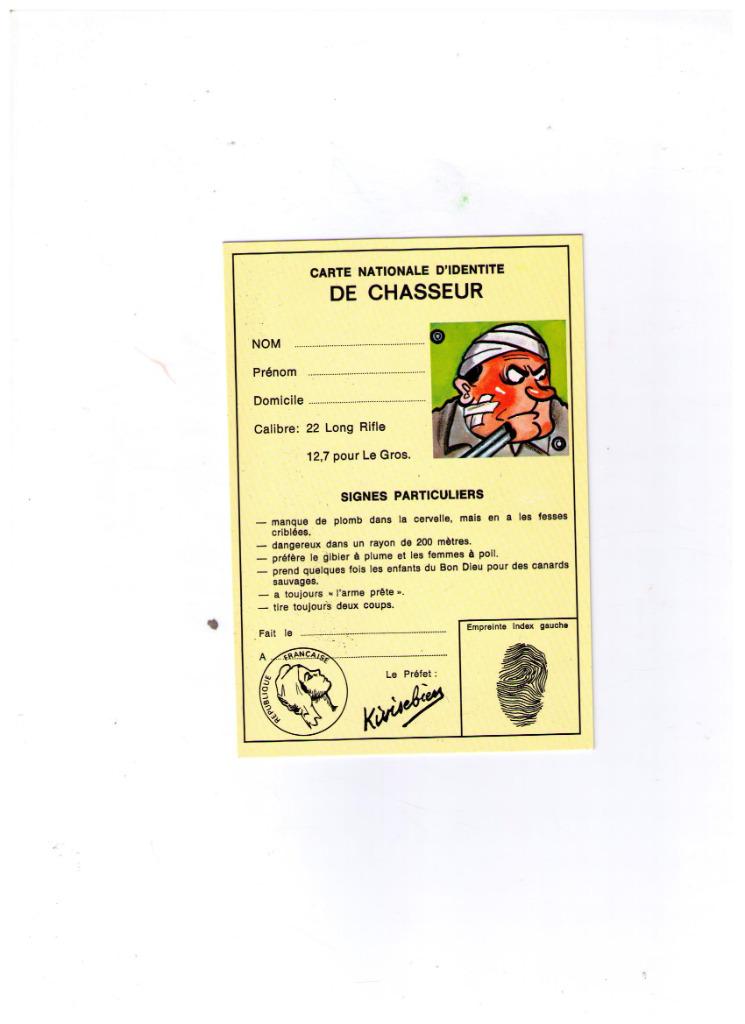 carte postale humoristique - CI de chasseur, Collections, Envoi, 1960 à 1980, Non affranchie, Autres thèmes