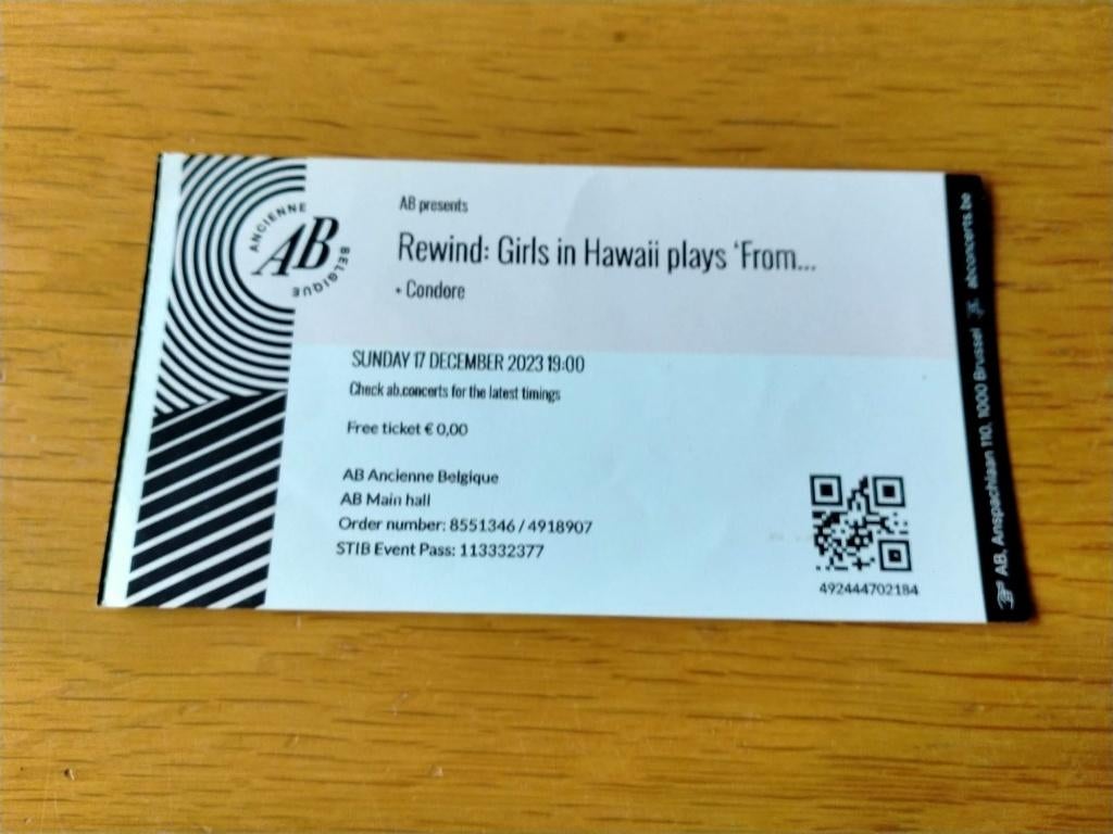 Concertticket voor Girls in Hawaï@AB 2023, Ophalen, Gebruikt