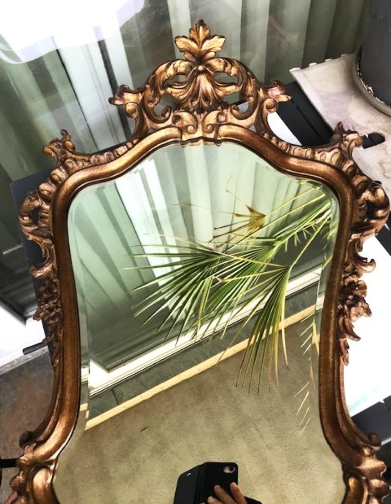 Miroir Barok plaqué or Antique artisanal Belge H 84💎😍👌, Enlèvement ou Envoi, Autres formes, 50 à 100 cm, Moins de 100 cm