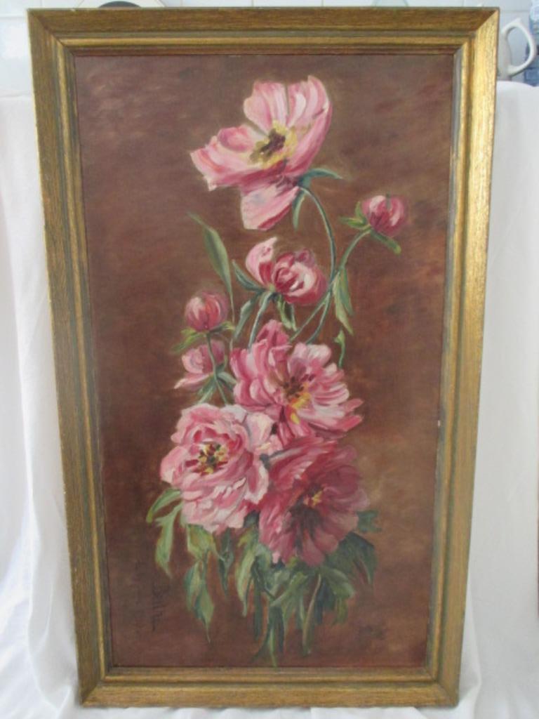 Groot schilderij - getekend Berthe 1910, Antiek en Kunst, Ophalen