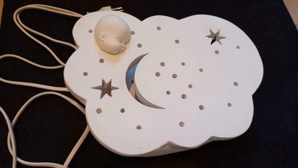 Lamp :  witte wolk met babyhoofdje, Ophalen of Verzenden