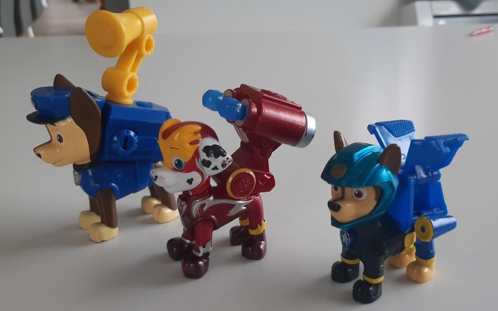 Paw Patrol, 3 pups met actie of geluid., Ophalen of Verzenden, Gebruikt