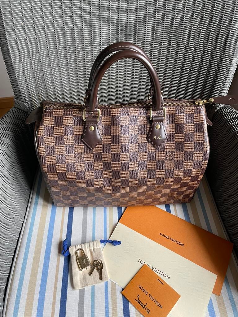Louis Vuitton Speedy 30 DE NM met initialen, Envoi, Comme neuf