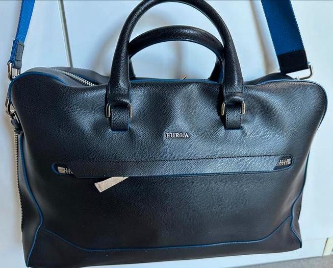 Furla Mannen Leer Aktetas Laptoptas, Gebruikt, Zwart, Minder dan 40 cm, 35 tot 55 cm