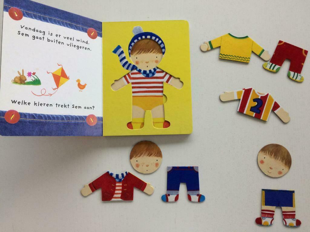 Leuk stevig boek "Sem kleedt zich aan" met puzzels! Nieuw!, Enlèvement, Neuf, Livre à déplier, à toucher ou à découvrir, 6 à 12 mois