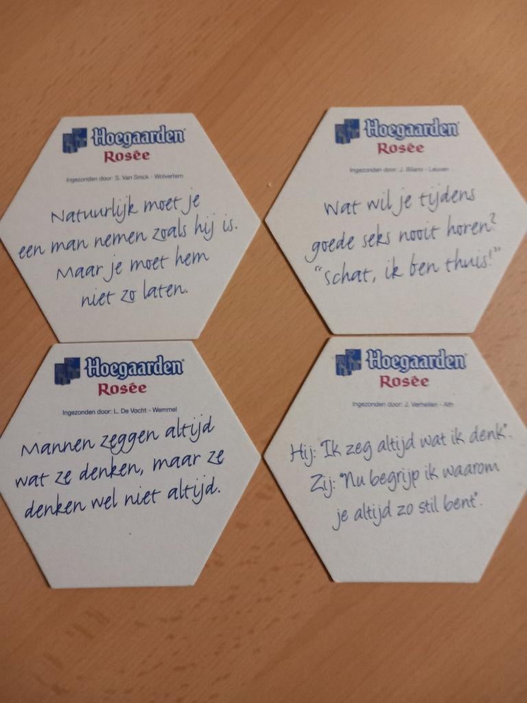 Bierviltjes Hoegaarden Rosee, (4), Verzamelen, Biermerken, Ophalen of Verzenden, Zo goed als nieuw