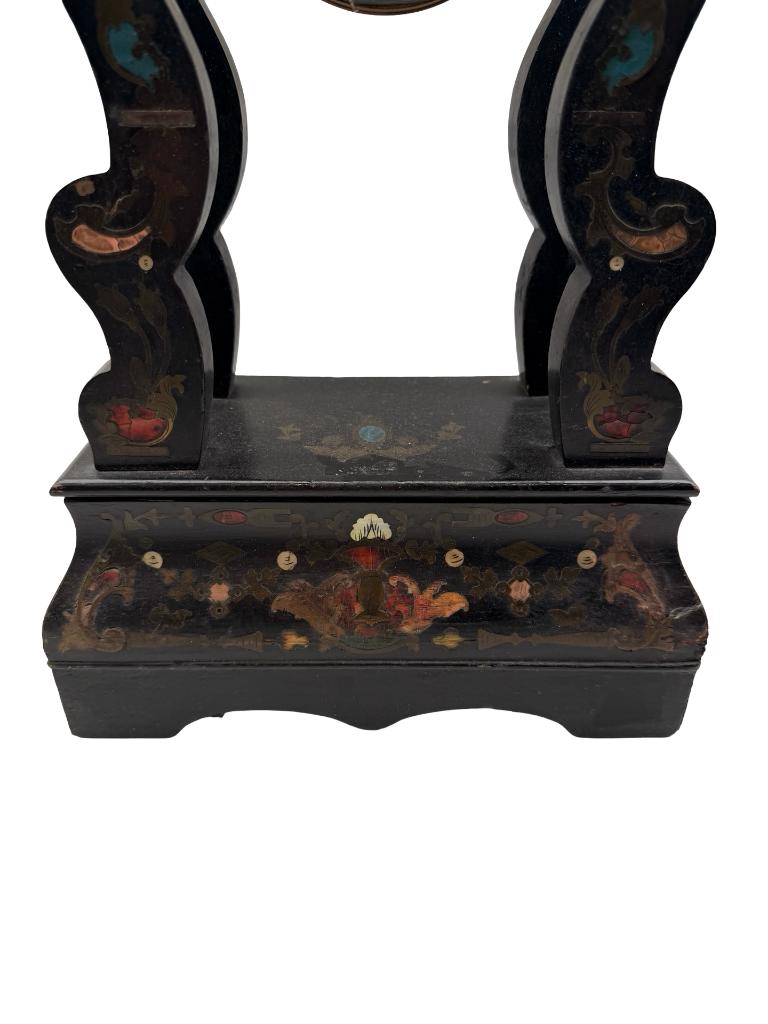 Napoleon III zwartgelakte houten klok — 19e eeuw, Antiek en Kunst, Ophalen of Verzenden