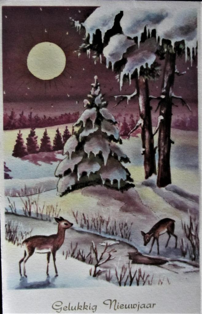 FANTASIEKAARTEN- REEËN DARTELEN ONDER EEN VOLLE MAAN, Enlèvement ou Envoi, 1940 à 1960, Affranchie, (Jour de) Fête