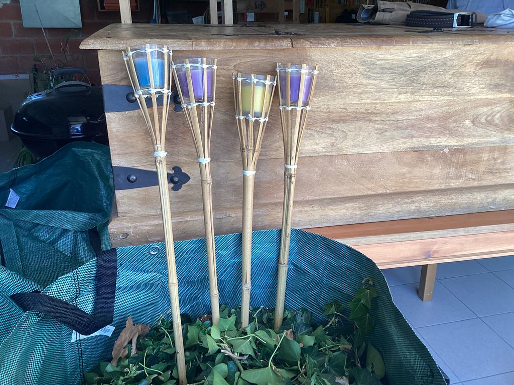 Tuinkaarsen op bamboestokken, 4 stuks., Ophalen, Zo goed als nieuw