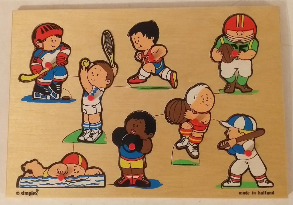 Simplex rechthoekige puzzel met inlegstukken: sporten, Ophalen of Verzenden