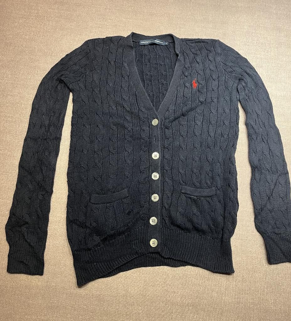 Blauwe Polo Ralph Lauren Sport kabel knit cardigan S, Kleding | Dames, Blauw, Ophalen of Verzenden, Zo goed als nieuw, Ralph Lauren
