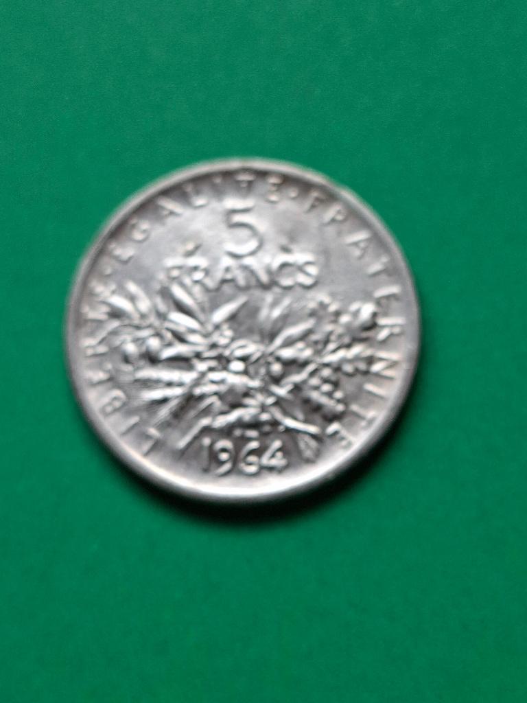 1964 Frankrijk 5 frank in zilver met zaaister, Postzegels en Munten, Verzenden, Frankrijk, Losse munt, Zilver