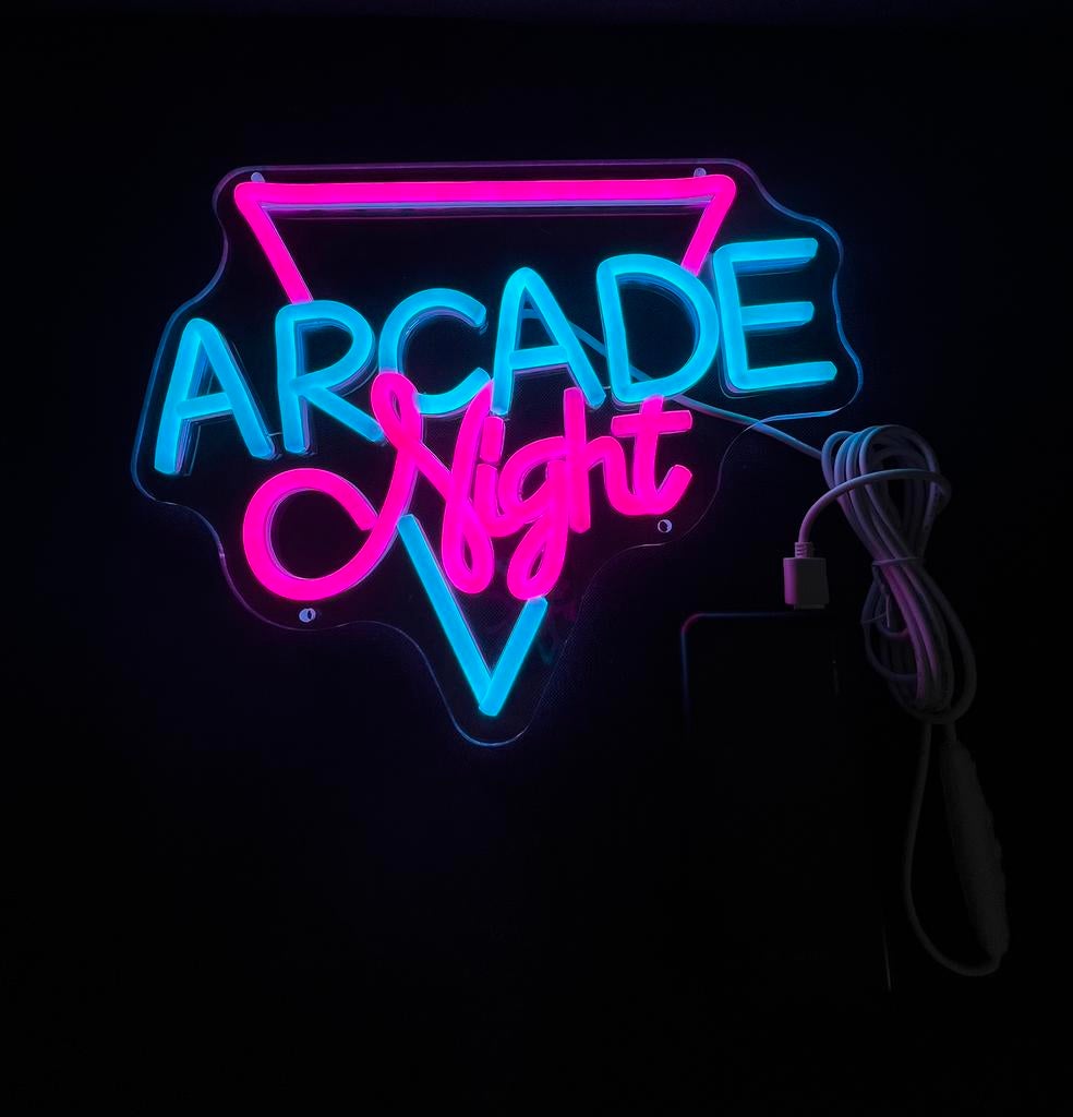 Nuit d'arcade avec lampe au néon, Enlèvement ou Envoi, Neuf, Table lumineuse ou lampe (néon)