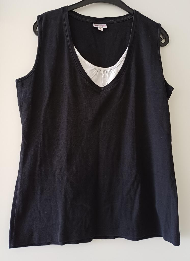 zwart topje met witte decolete, ANDERE, Zwart, Maat 46/48 (XL) of groter, Ophalen of Verzenden