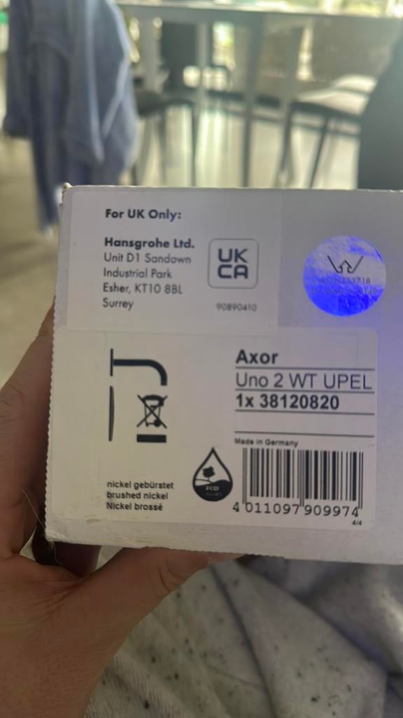 Axor uno 2 wt upel 38120820 electronische wastafelkraan, Doe-het-zelf en Bouw, Sanitair, Ophalen, Nieuw, Kraan