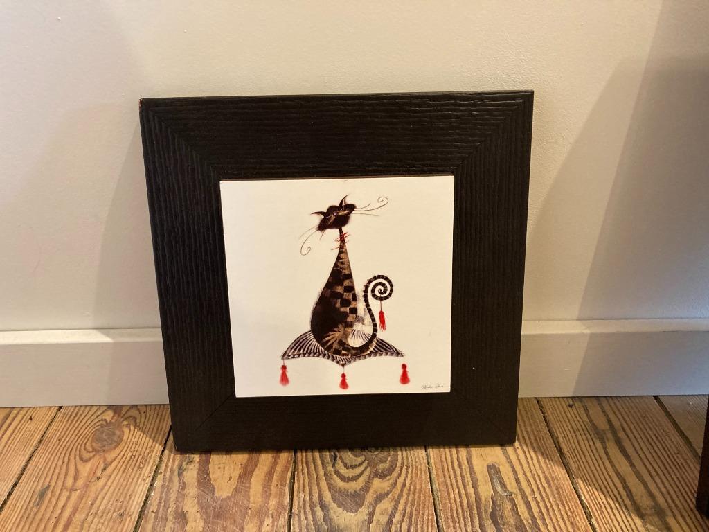 Schilderij - kader - kat - poes, Antiek en Kunst, Ophalen of Verzenden