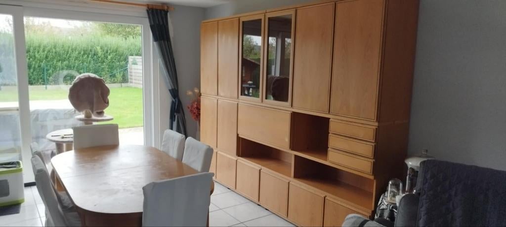 Prachtig massieve modulaire wandkast en tafel en stoelen, Ophalen, Gebruikt