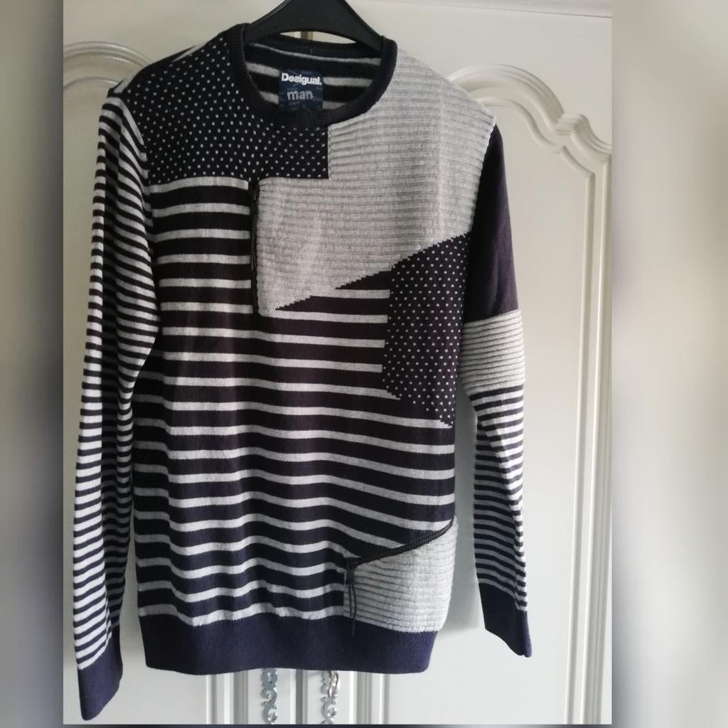 Pull Desigual, Desigual, Comme neuf, Bleu, Taille 46 (S) ou plus petite