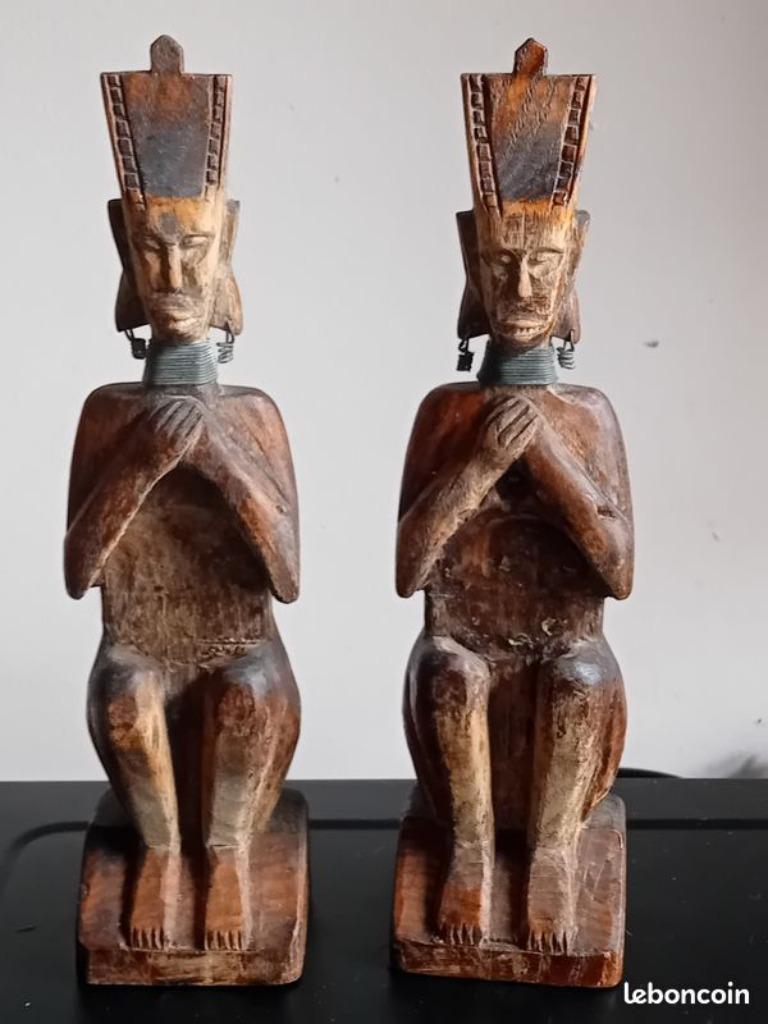 2 Oude houten Afrikaanse beeldjes, Ophalen of Verzenden
