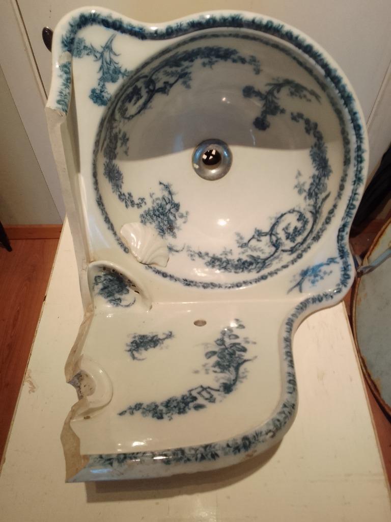 Bloemrijke porseleinen wasbak., Ophalen, Gebruikt
