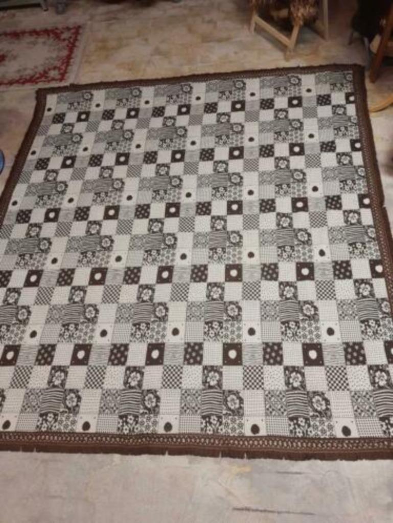 Grandfoulard woonkleed XXL bruin beige reversibel 270/245, Maison & Meubles, Accessoires pour la Maison | Plaids & Couvertures
