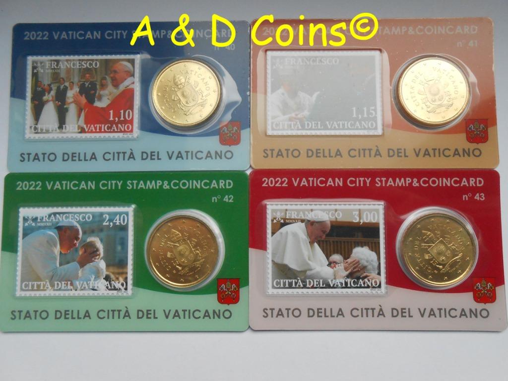 Vaticaan lot 4 coincards 0,50 € + postzegel, Enlèvement ou Envoi, Vatican, 2 euros, Série