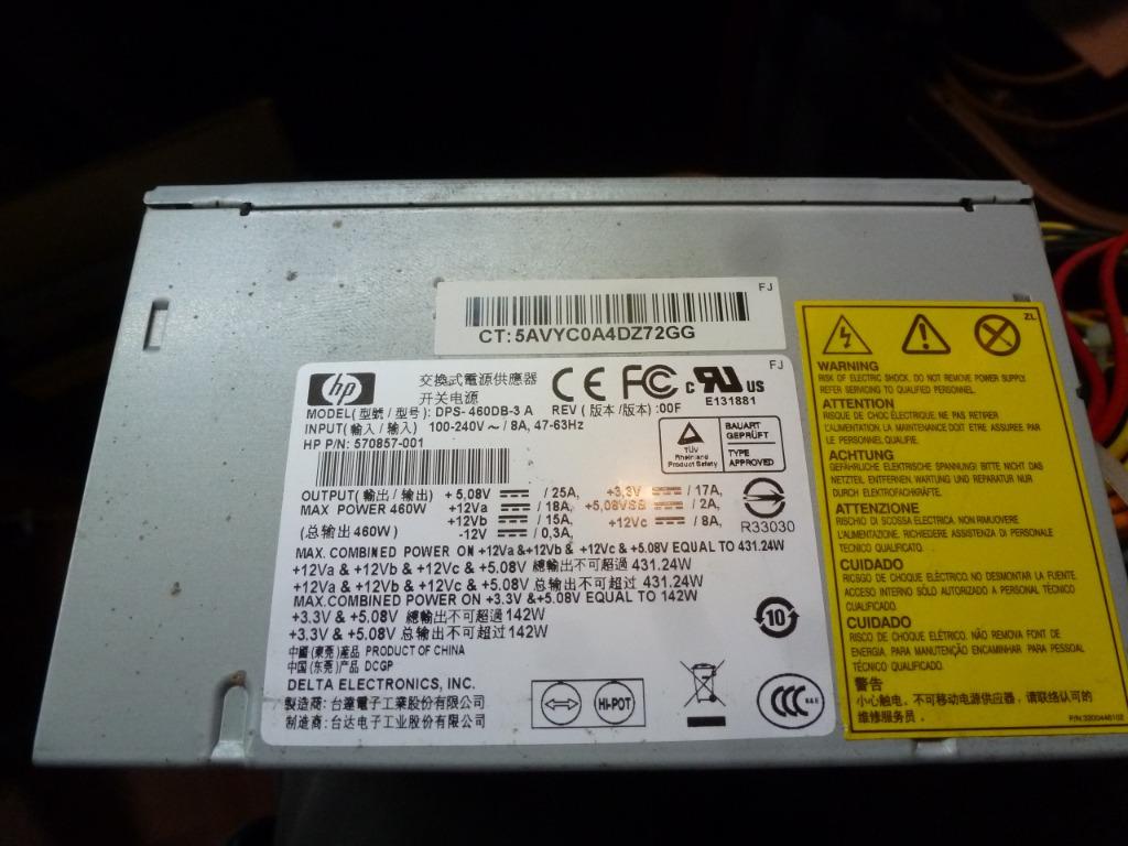 HP PC voeding 480 W DPS-460D8-3A, Computers en Software, Interne voedingen, Ophalen of Verzenden, Gebruikt