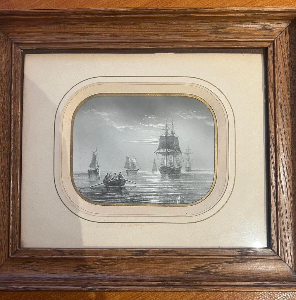 Paire de petits tableaux - marine - hollandaise, Antiquités & Art, Enlèvement ou Envoi