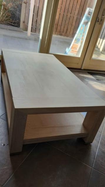 Volhouten salontafel (olm), 100 à 150 cm, Moins de 50 cm, Comme neuf, Landelijk