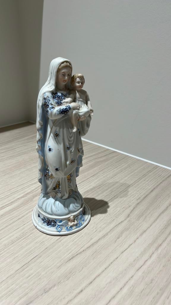Mariabeeld met kindje in biscuit porselein, Antiek en Kunst, Ophalen of Verzenden